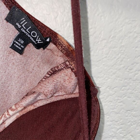 Willow Velvet Floral Maroon Burgundy Padded Cups Bodysuit XS - Picture 5 of 6